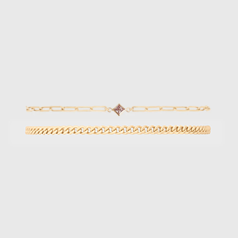 birthstone + gabi curb bracelet stack by Cuffed by Nano LLC at Shirley Shoppe