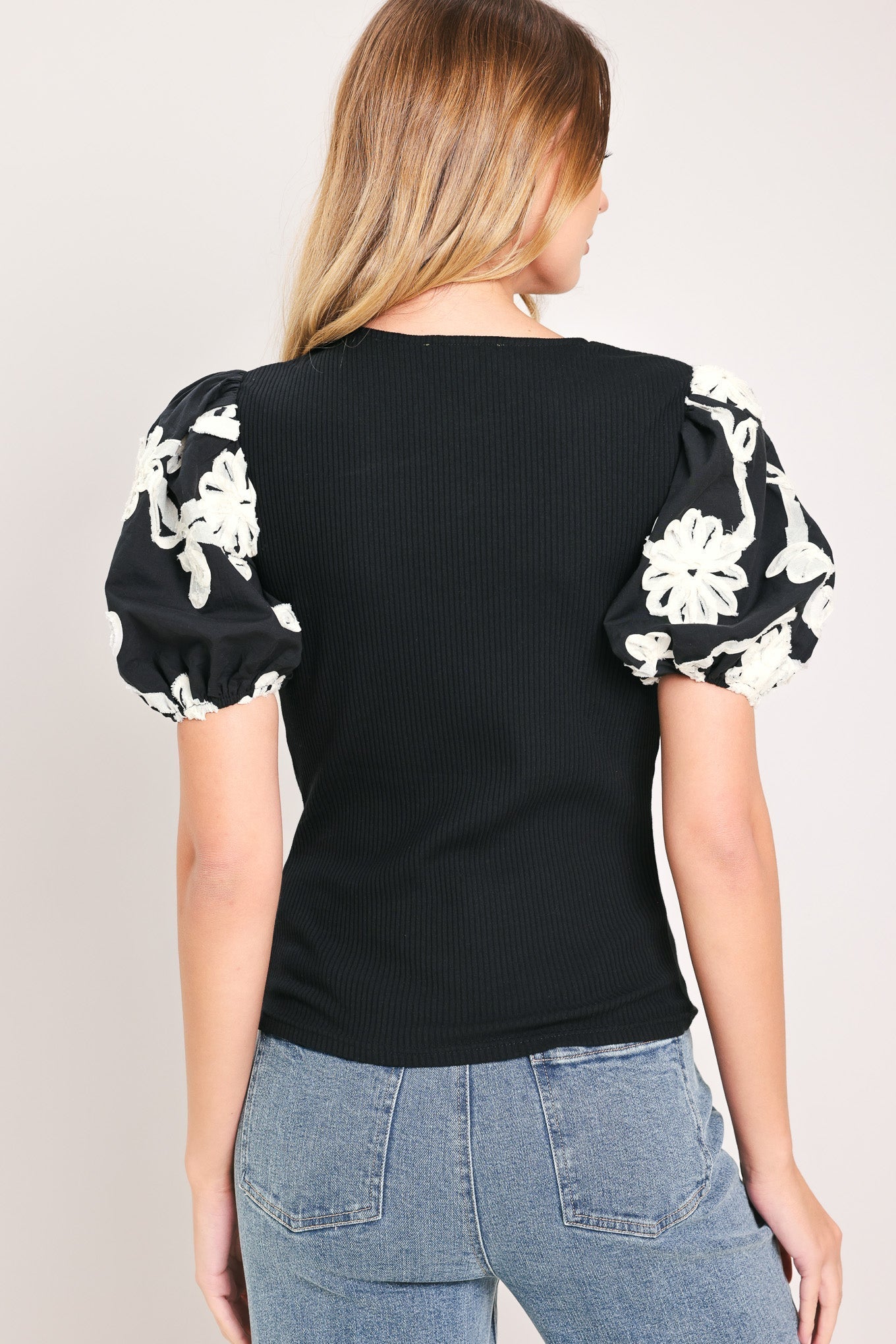 BLACK BLOOM KNIT TOP by Flying Tomato at Shirley Shoppe