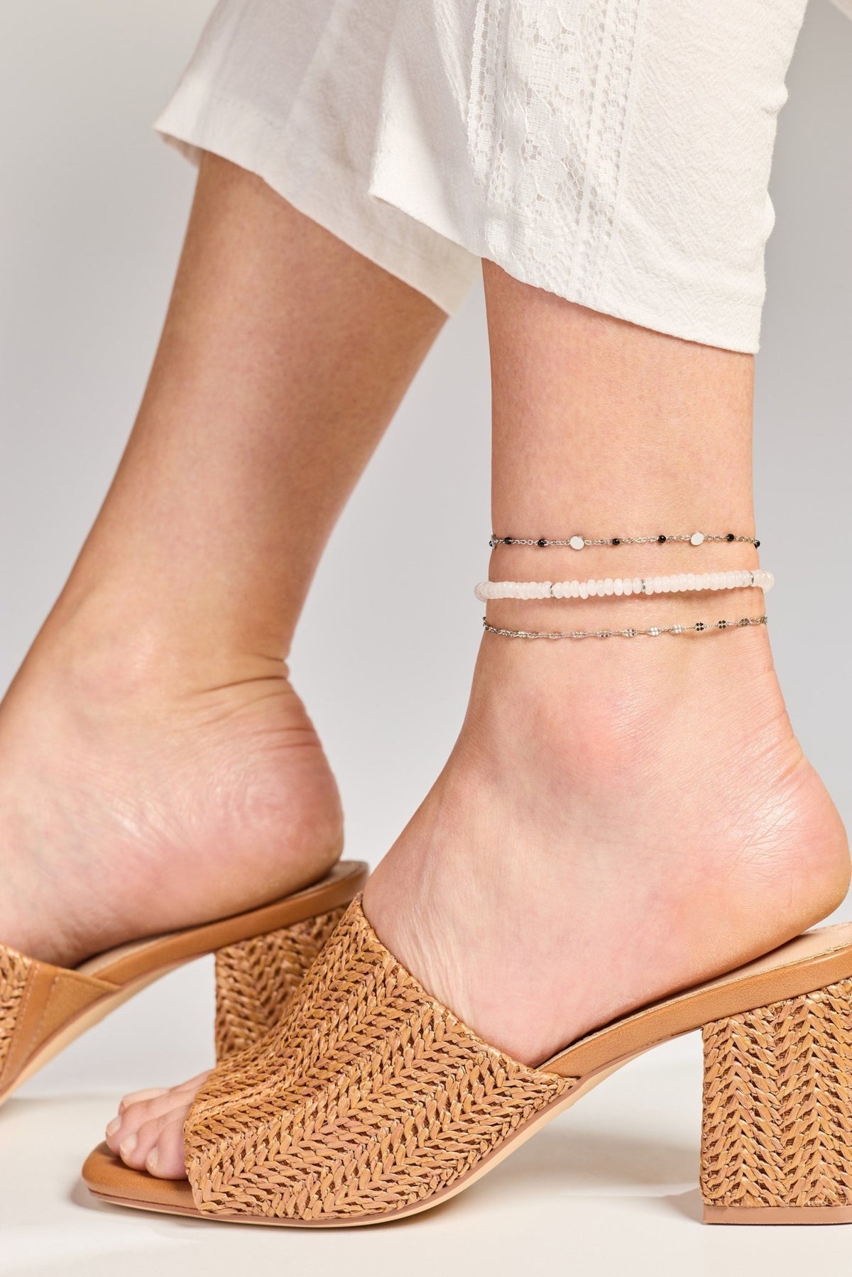 Black Enameled Chain Coin Station Anklet by ALEX AND ANI at Shirley Shoppe