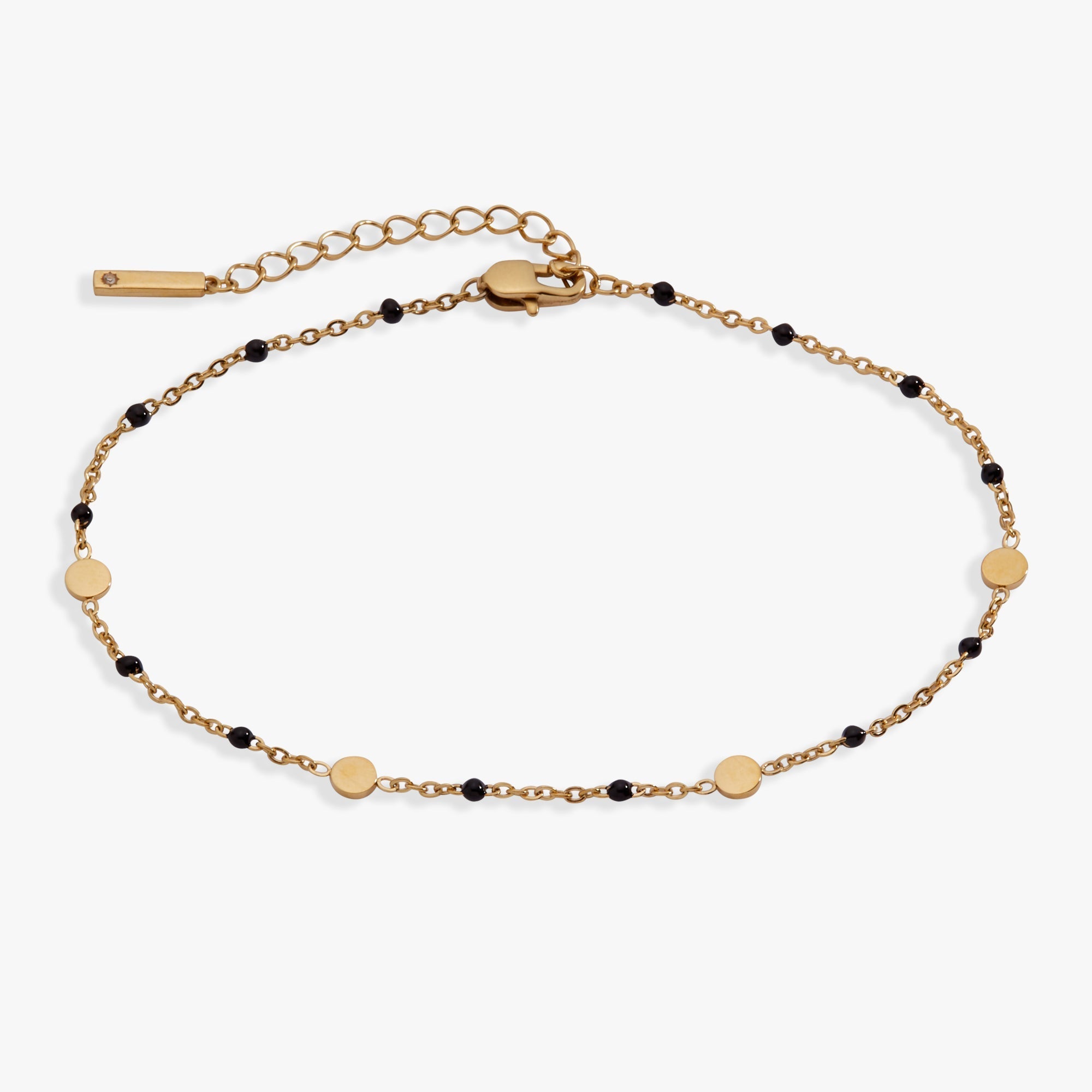 Black Enameled Chain Coin Station Anklet by ALEX AND ANI at Shirley Shoppe