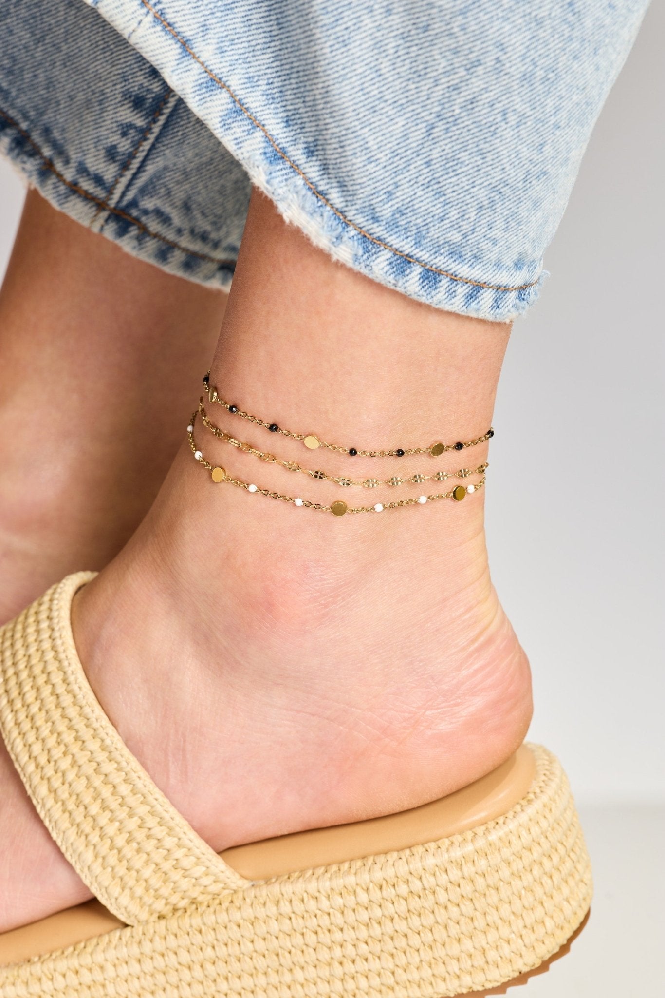 Black Enameled Chain Coin Station Anklet by ALEX AND ANI at Shirley Shoppe