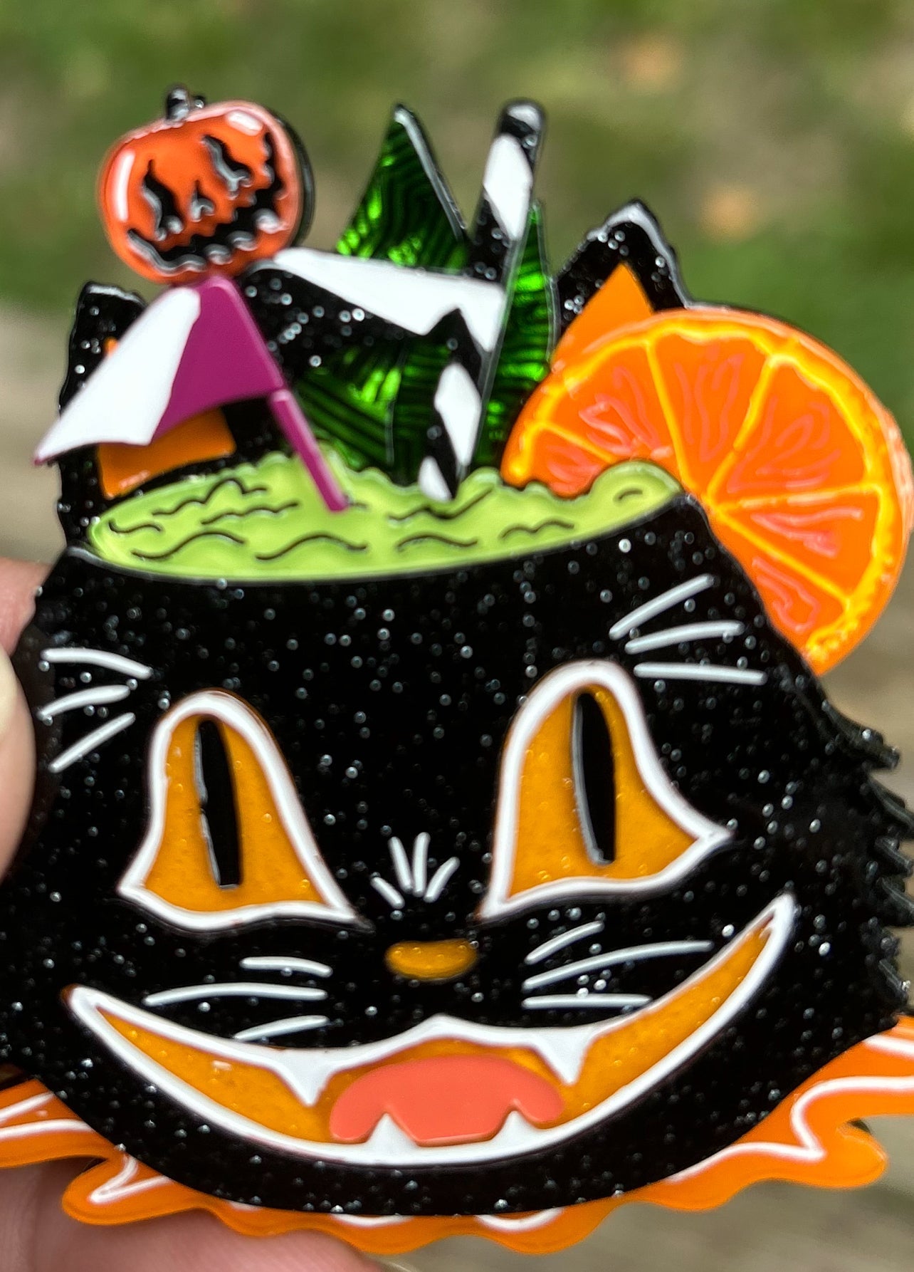 Black Magic Halloween Tiki Brooch by Carrie Hudson x Lipstick & Chrome by Quirks! at Shirley Shoppe