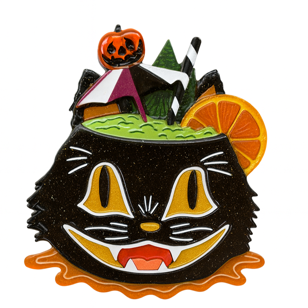 Black Magic Halloween Tiki Brooch by Carrie Hudson x Lipstick & Chrome — Spooky Tiki Pin