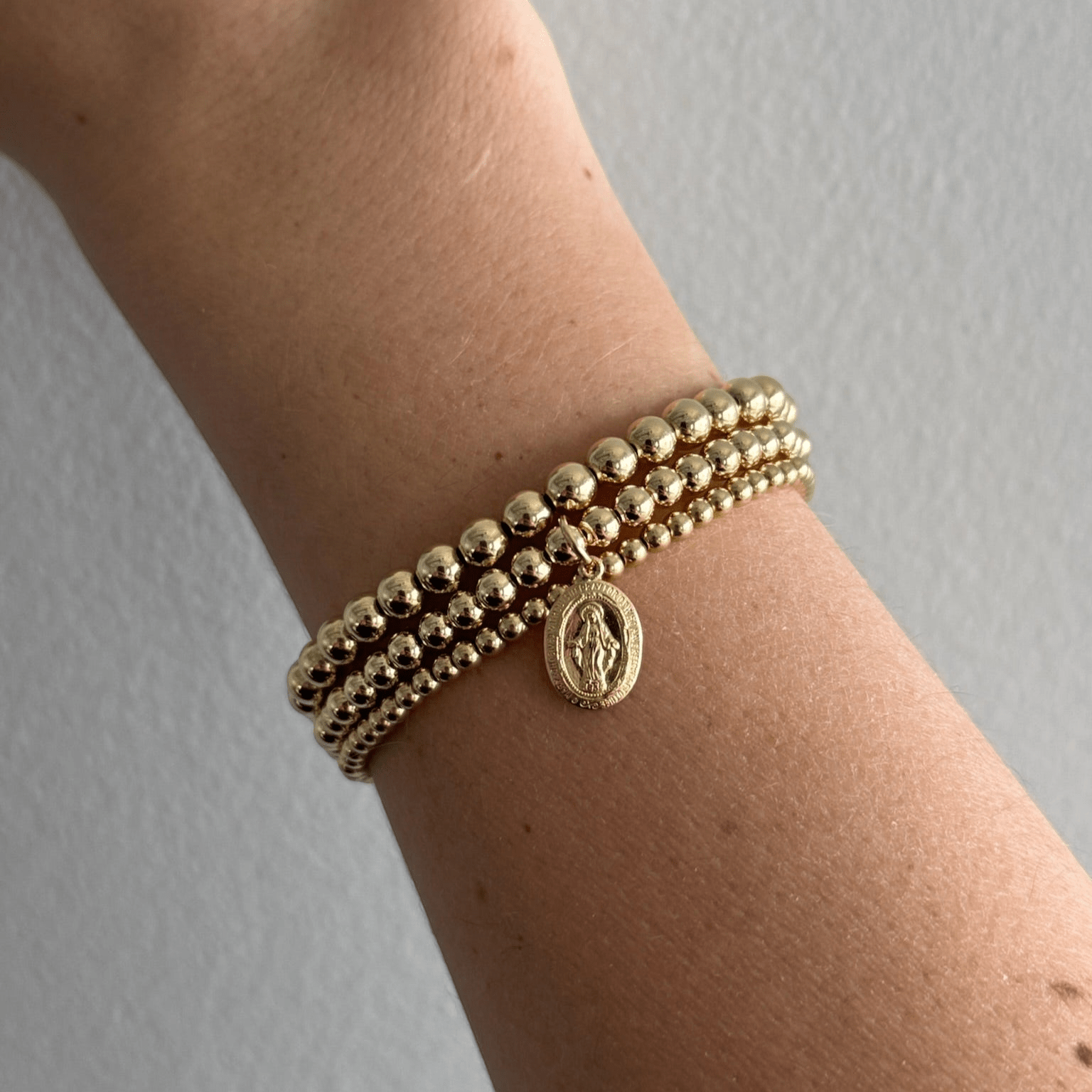 blessed mary juno bracelet triple stack (3+4+5mm) by Cuffed by Nano LLC at Shirley Shoppe