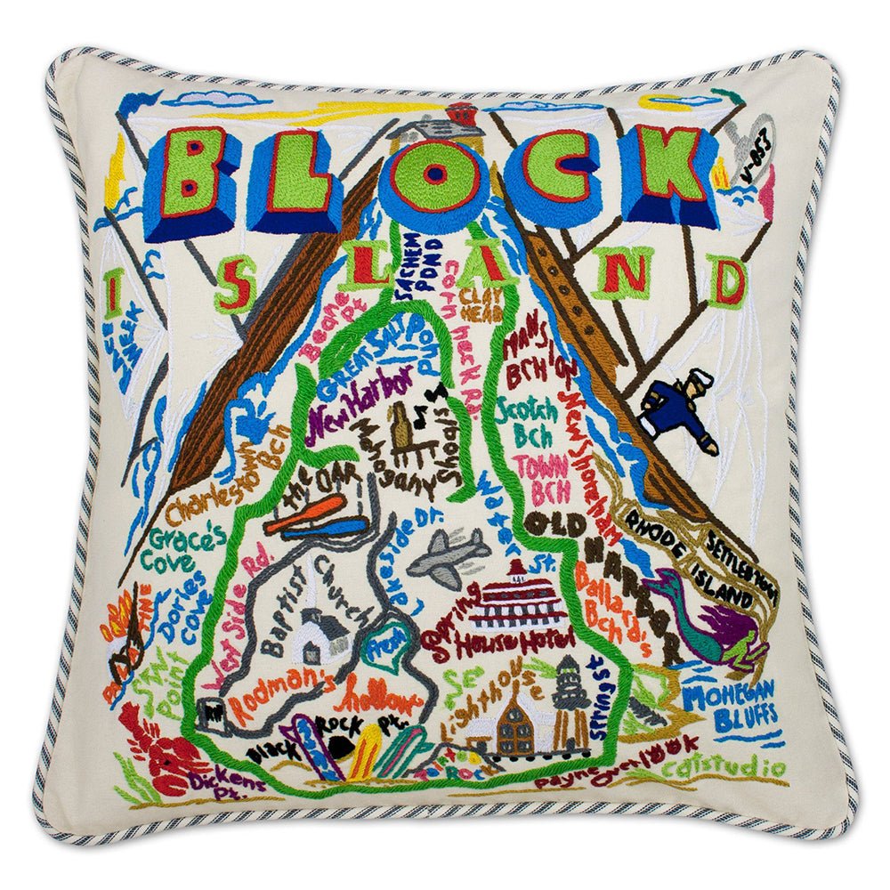 Block Island Hand - Embroidered Pillow by Quirks! at Shirley Shoppe