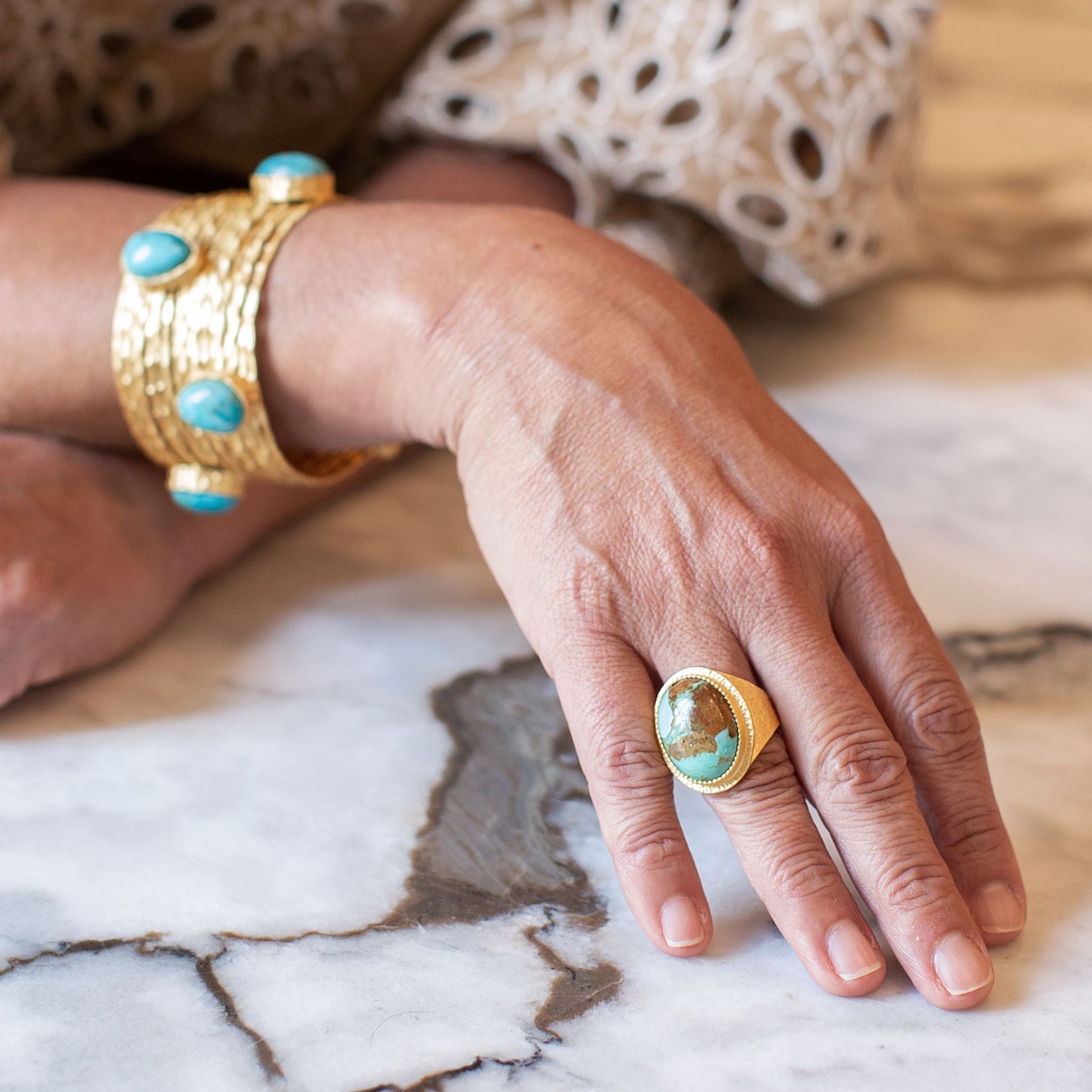 Blue Lagoon Statement Ring - Turquoise by Christina Greene at Shirley Shoppe
