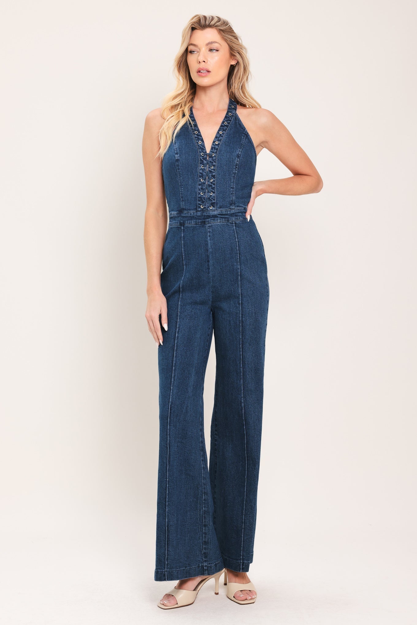BLUE REVERIE DENIM JUMPSUIT by Flying Tomato at Shirley Shoppe