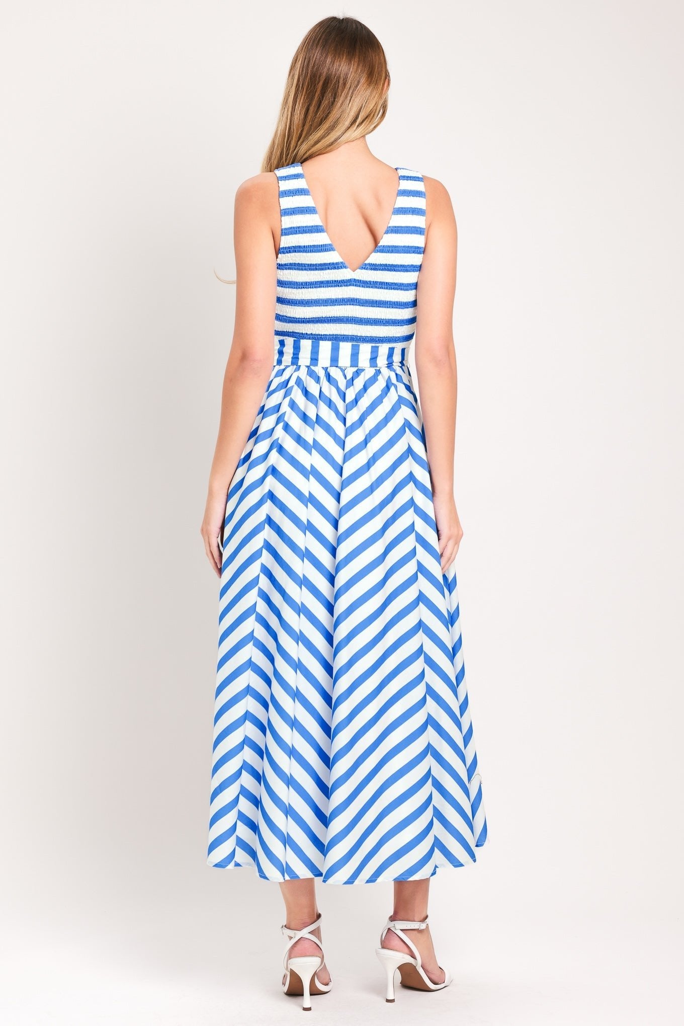 BLUE SERENA WOVEN MIDI DRESS by Flying Tomato at Shirley Shoppe