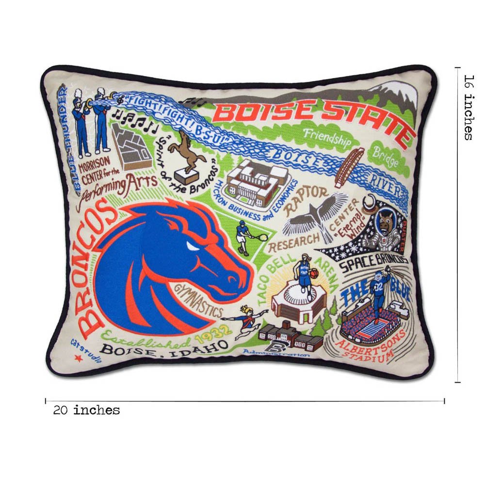 Boise State University Collegiate Embroidered Pillow by CatStudio by Quirks! at Shirley Shoppe