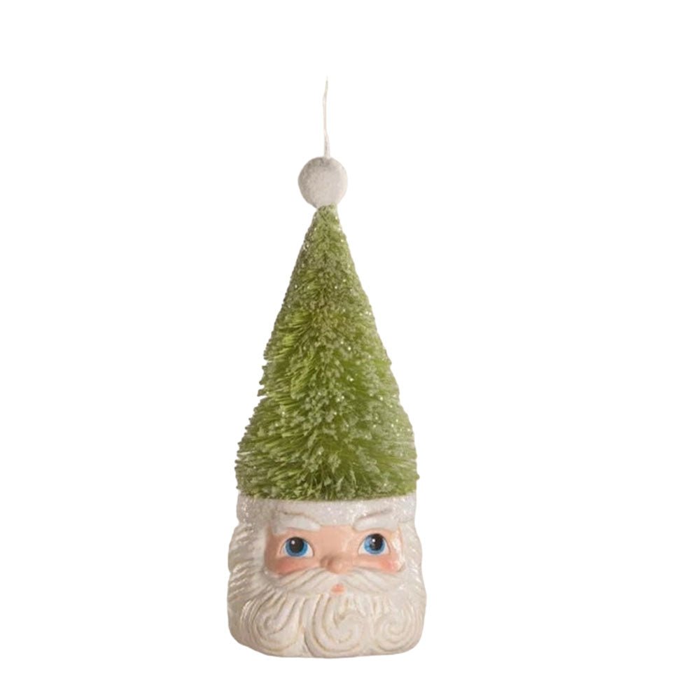 Bottle Brush Santa Green Ornament by Bethany Lowe Designs by Quirks! at Shirley Shoppe