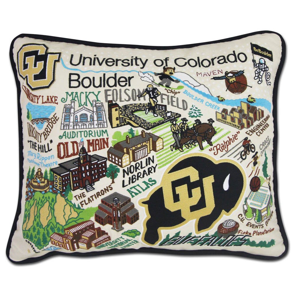 Boulder, University of Colorado Collegiate Embroidered Pillow by CatStudio by Quirks! at Shirley Shoppe