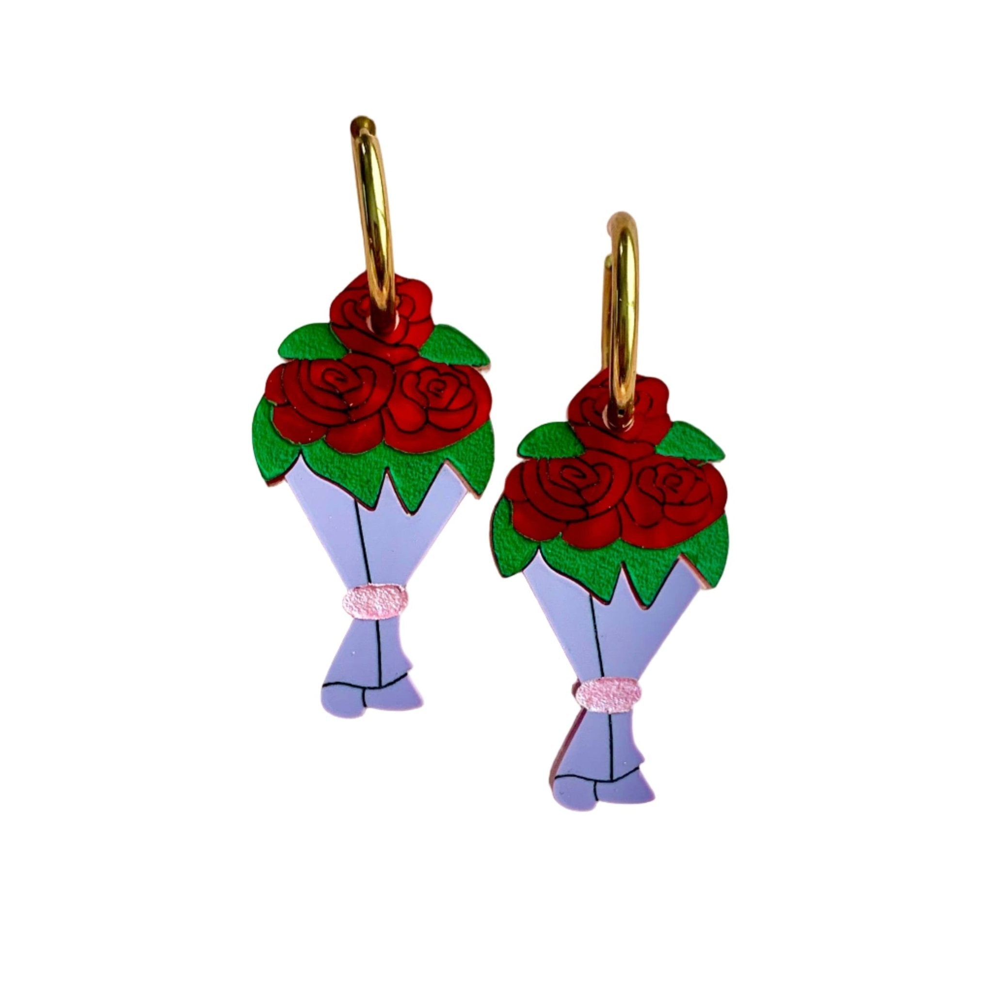 Bouquet of Roses Acrylic Earrings by Quirks! at Shirley Shoppe