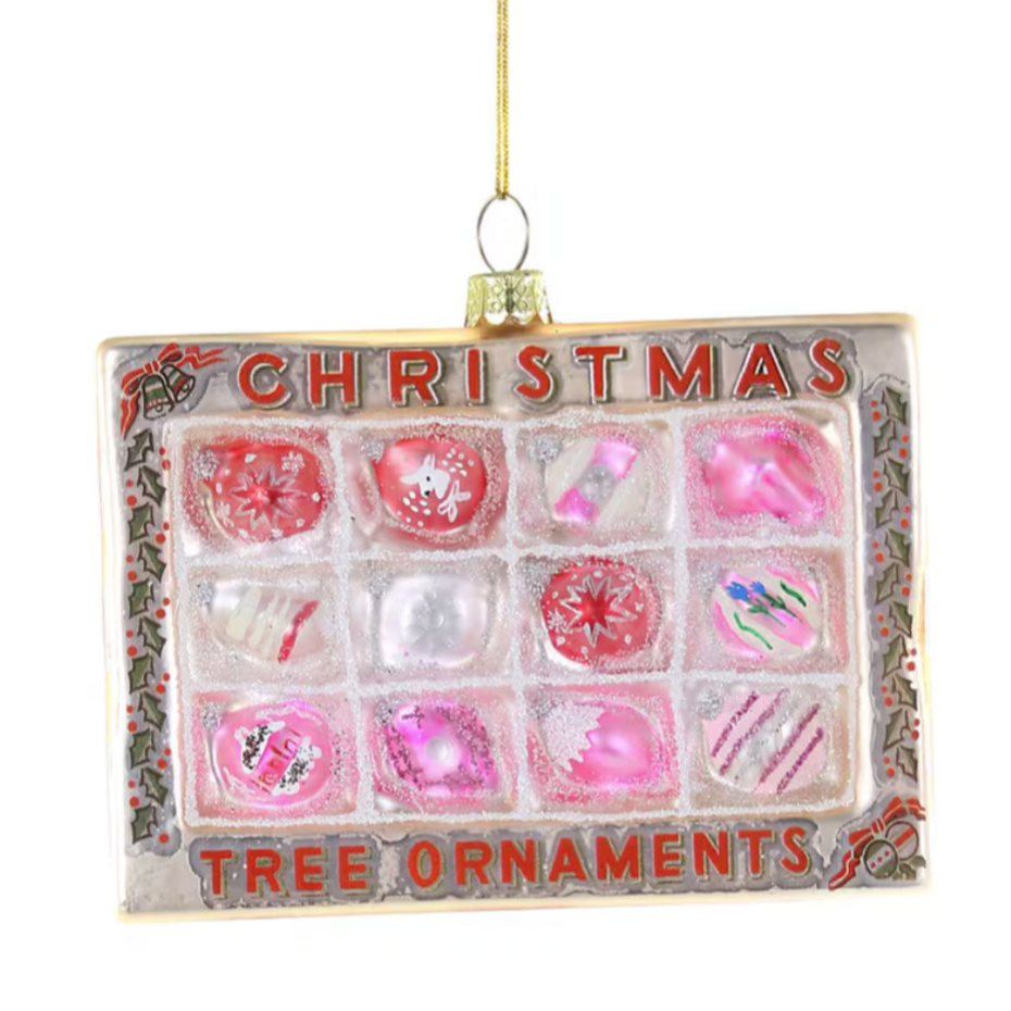 Box of Pink Vintage XMAS Ornaments Glass Christmas Ornament by Quirks! at Shirley Shoppe