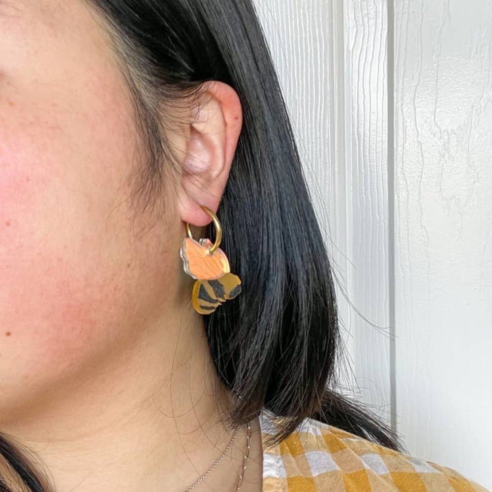 Bumble Bee Hoops Acrylic Earrings by Quirks! at Shirley Shoppe
