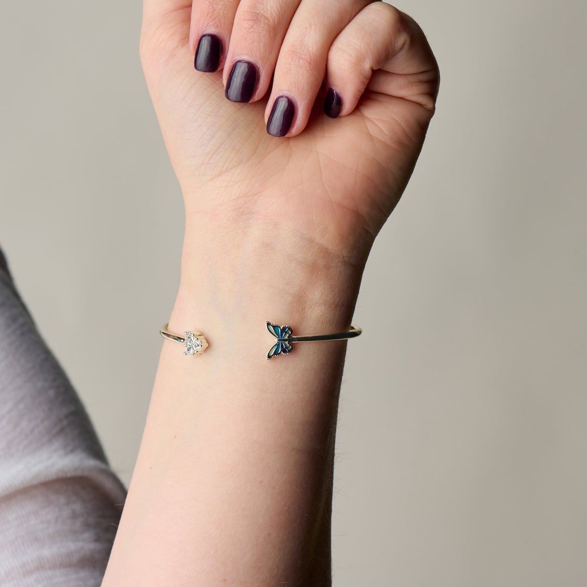 Butterfly + Crystal Flex Cuff Bracelet by ALEX AND ANI at Shirley Shoppe