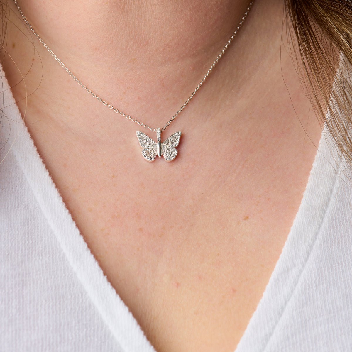 Butterfly + Crystal Necklace, Adjustable by ALEX AND ANI at Shirley Shoppe