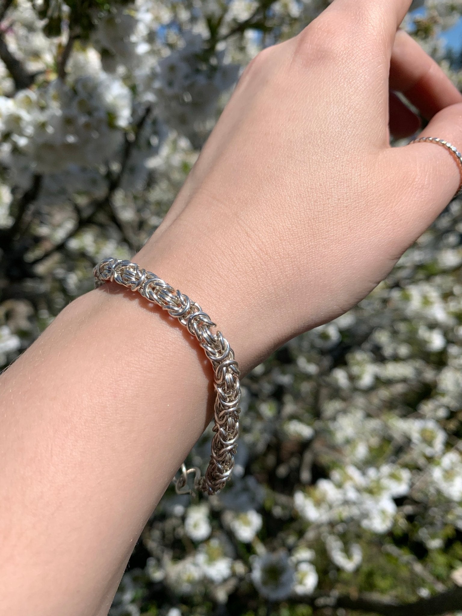 Byzantine Chainmaille Bracelet in Silver by Alison Morse at Shirley Shoppe