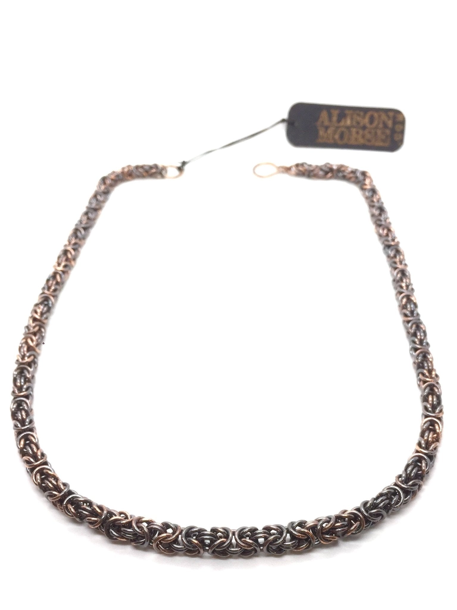 Byzantine Chainmaille Necklace in Oxidized Copper by Alison Morse at Shirley Shoppe