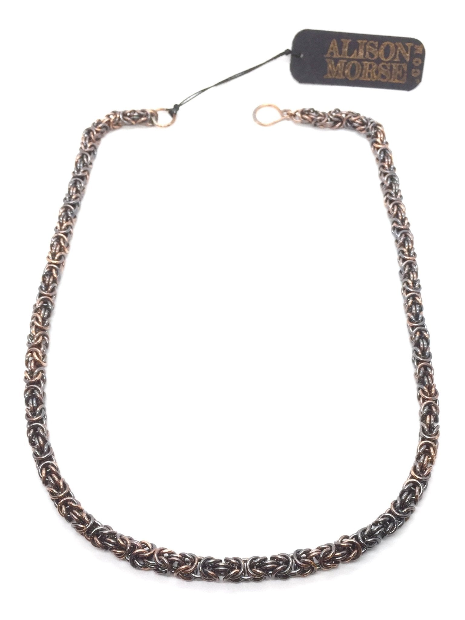 Byzantine Chainmaille Necklace in Oxidized Copper by Alison Morse at Shirley Shoppe