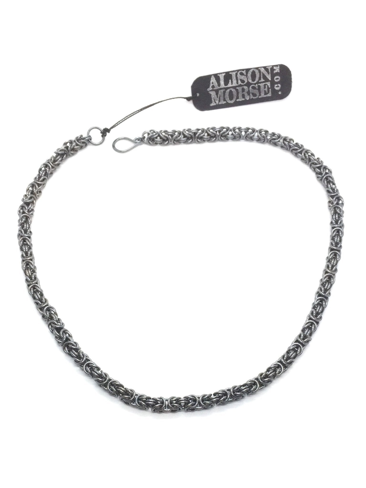 Byzantine Chainmaille Necklace in Oxidized Sterling Silver by Alison Morse at Shirley Shoppe