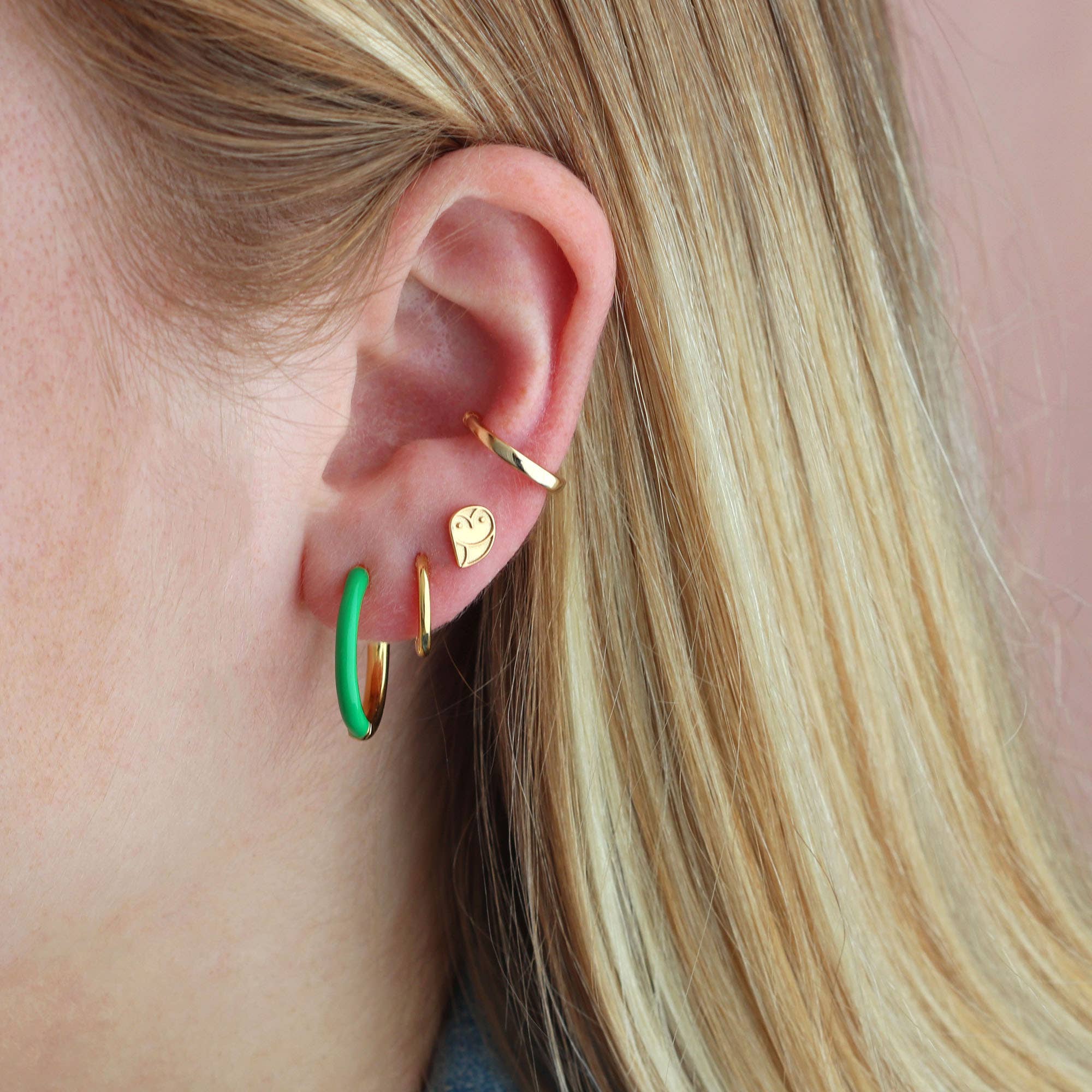 Kris Nations - Gilded Enamel Hoop Earrings 18K Gold Vermeil 20mm Hoops Multiple Colors Hinge Closure Nickel Free Hypoallergenic Ships from CA