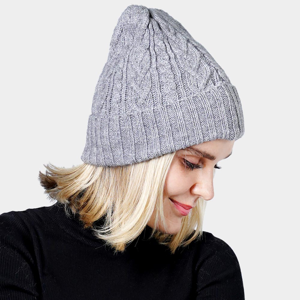 Cable Knit Cuff Beanie Hat