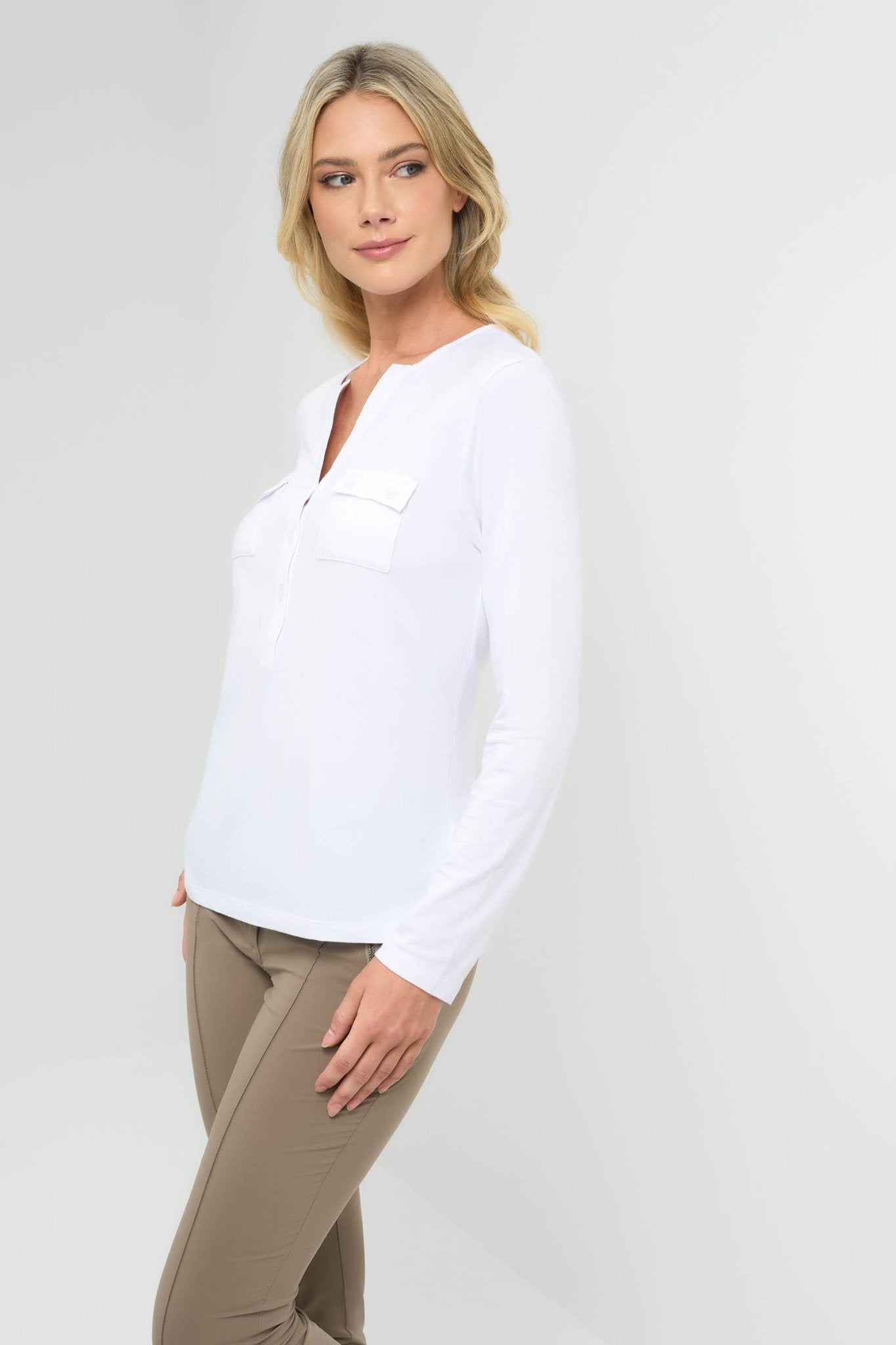 Calista Roll up Henley Top by Anatomie at Shirley Shoppe