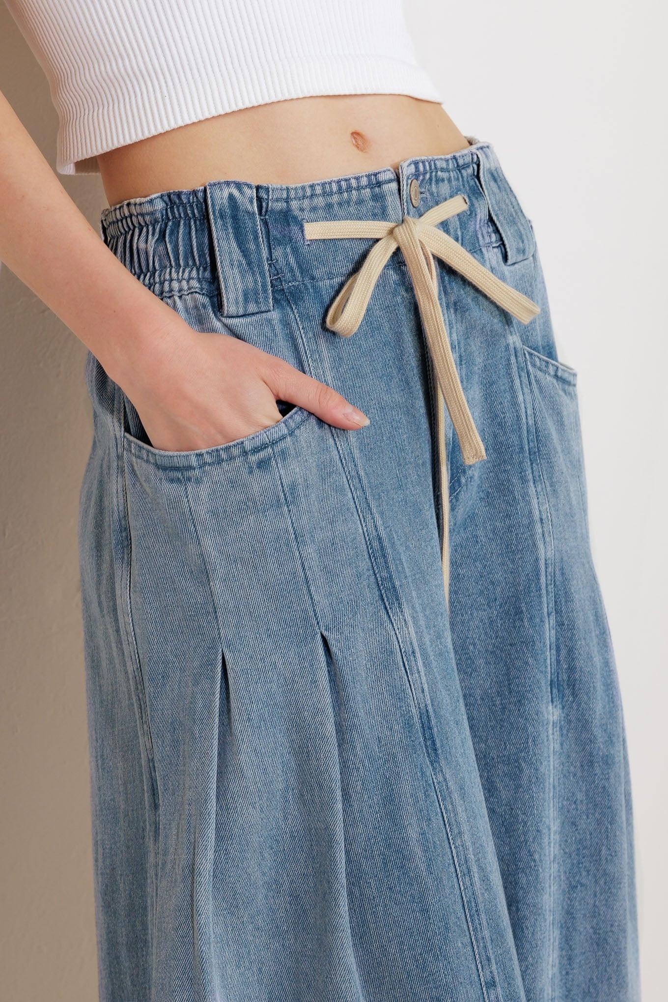 CALM & COLLECTED BLUE DENIM PANTS by Flying Tomato at Shirley Shoppe