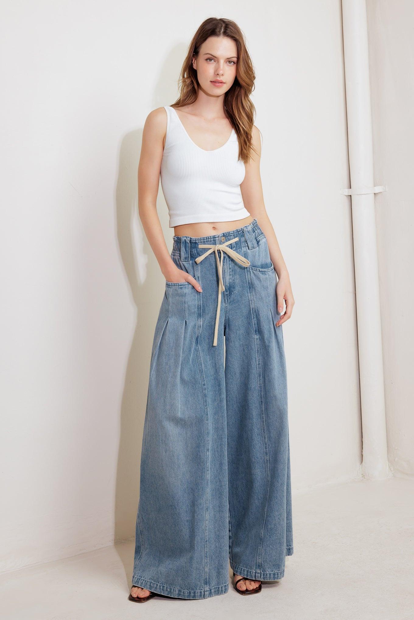 CALM & COLLECTED BLUE DENIM PANTS by Flying Tomato at Shirley Shoppe