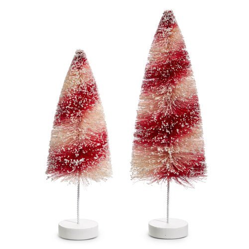 Candy Cane Bottle Brush Trees - 12" and 10" Set of 2 by Quirks! at Shirley Shoppe