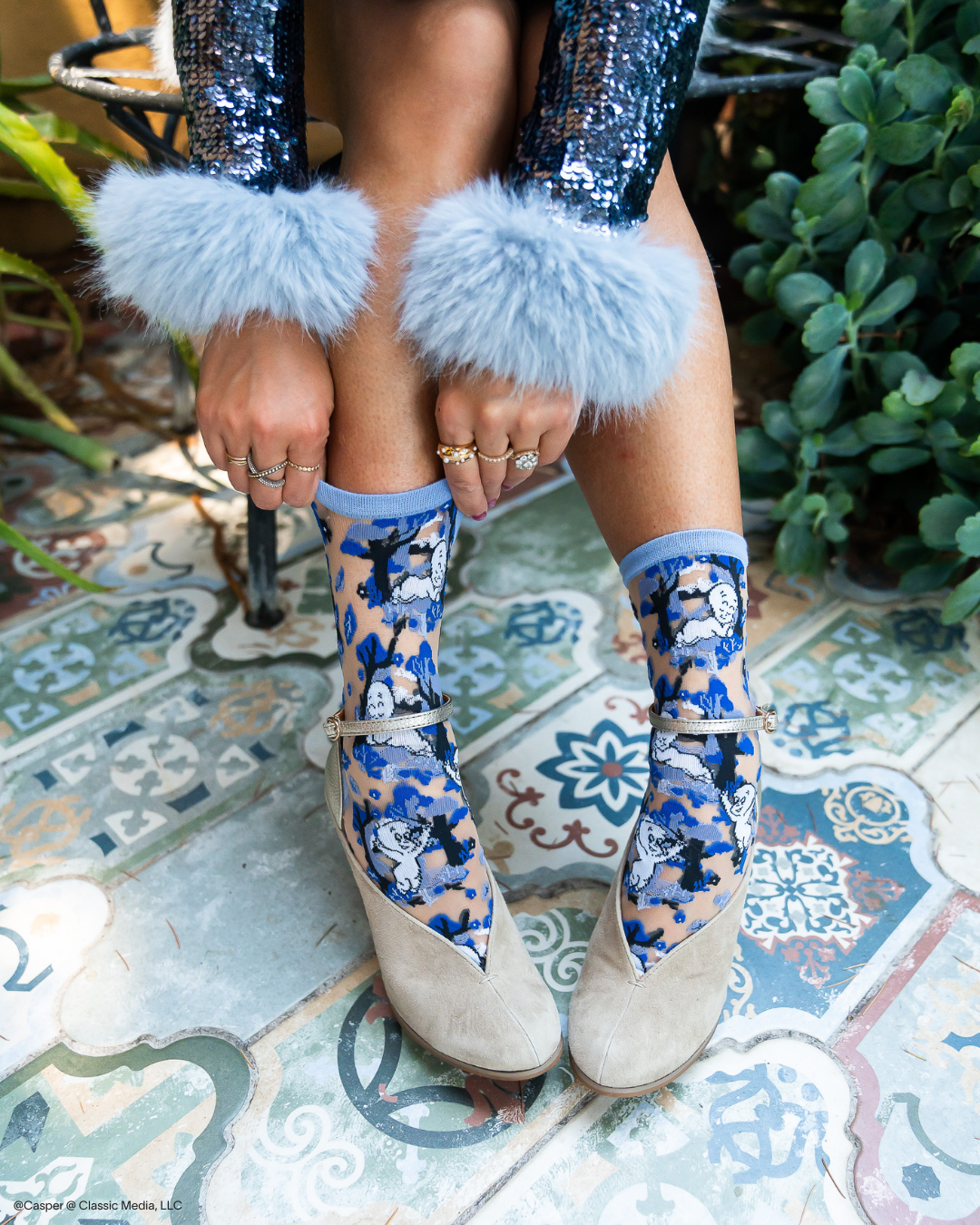 Casper and Trees Sheer Crew Sock by Quirks! at Shirley Shoppe