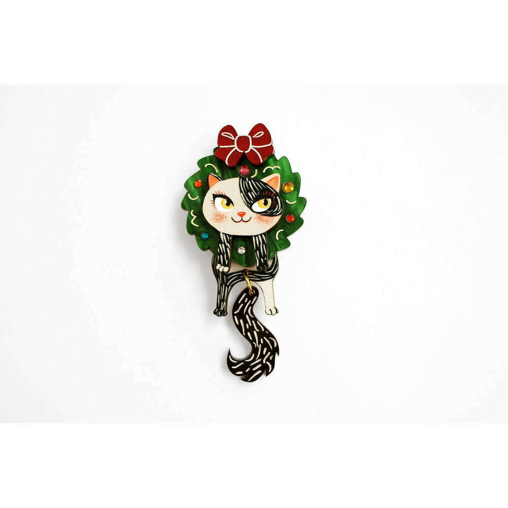 Cat in A Christmas Wreath Button Cover by Laliblue