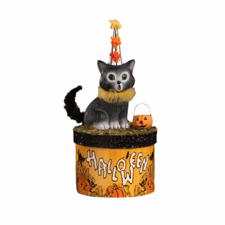 Cecil Cat on Box by Bethany Lowe Designs by Quirks! at Shirley Shoppe