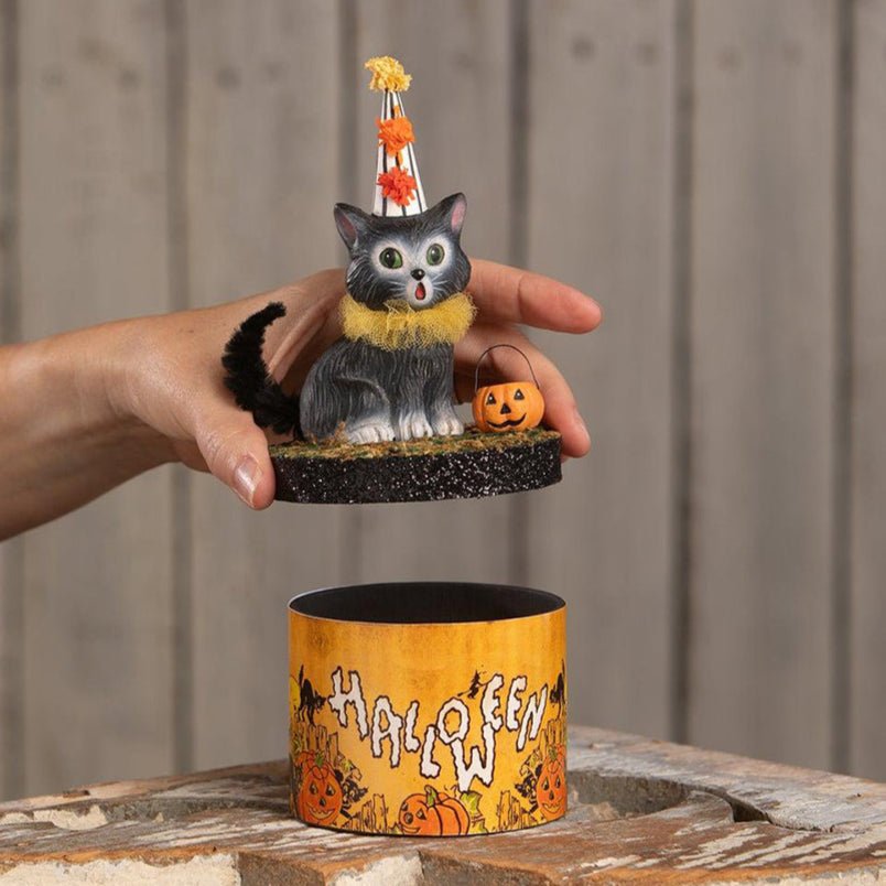 Cecil Cat on Box by Bethany Lowe Designs by Quirks! at Shirley Shoppe
