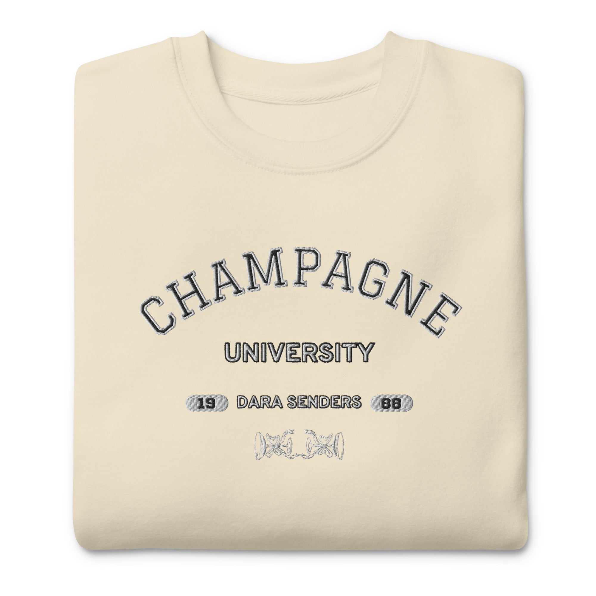 CHAMPAGN CREWNECK SWEATSHIRT by DARA SENDERS at Shirley Shoppe