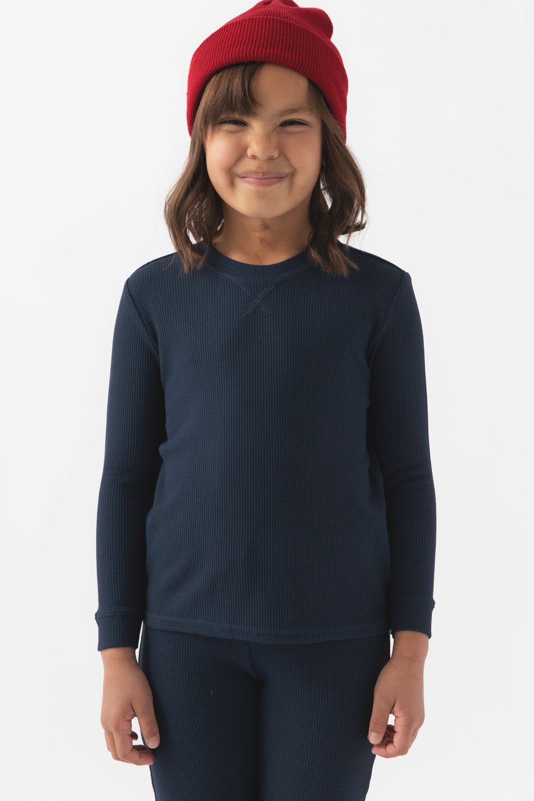 Children's Bamboo Waffle Knit Base Layer Long Sleeve - Last Chance by Cozy Earth at Shirley Shoppe