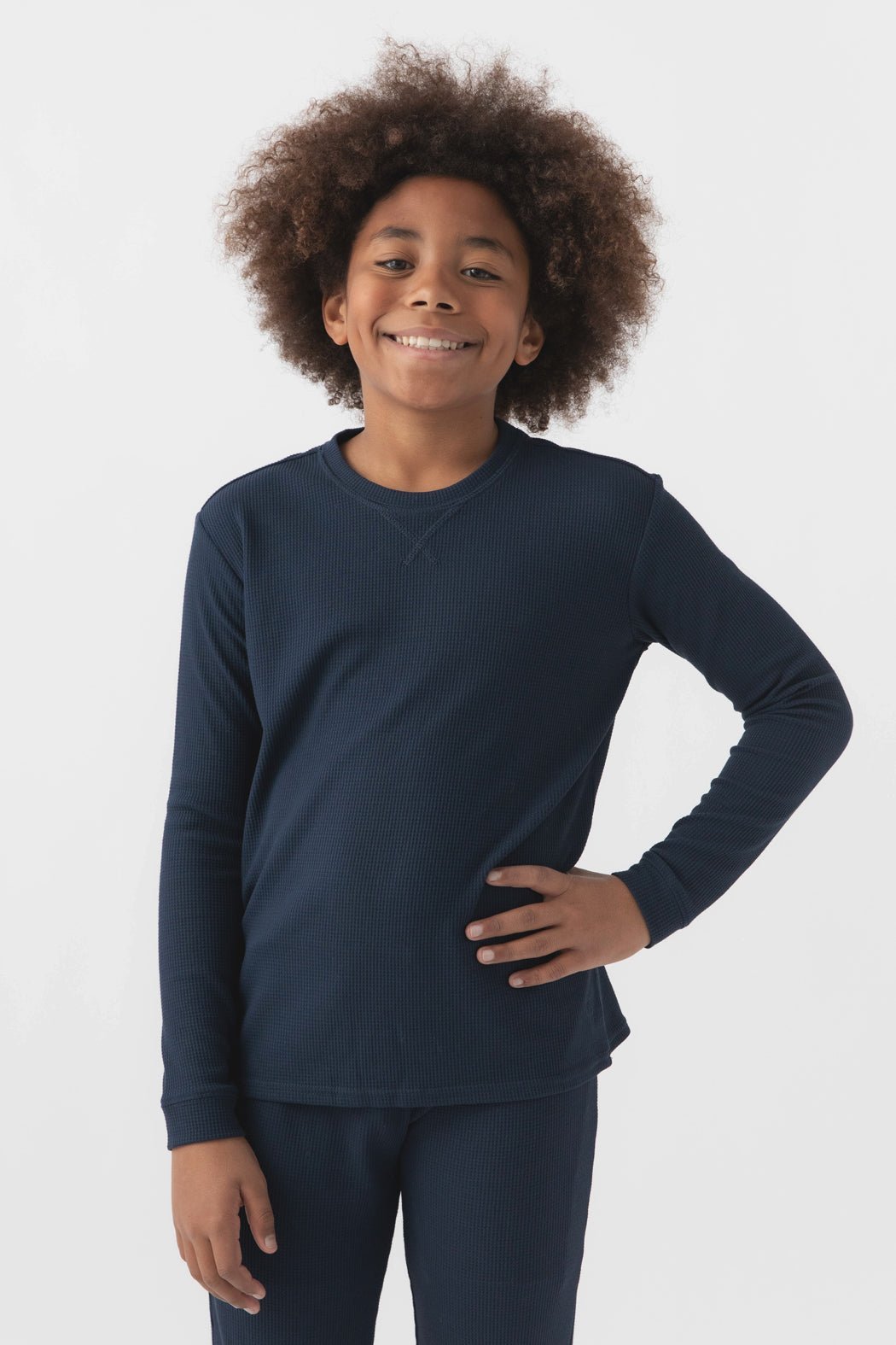 Children's Bamboo Waffle Knit Base Layer Long Sleeve - Last Chance by Cozy Earth at Shirley Shoppe