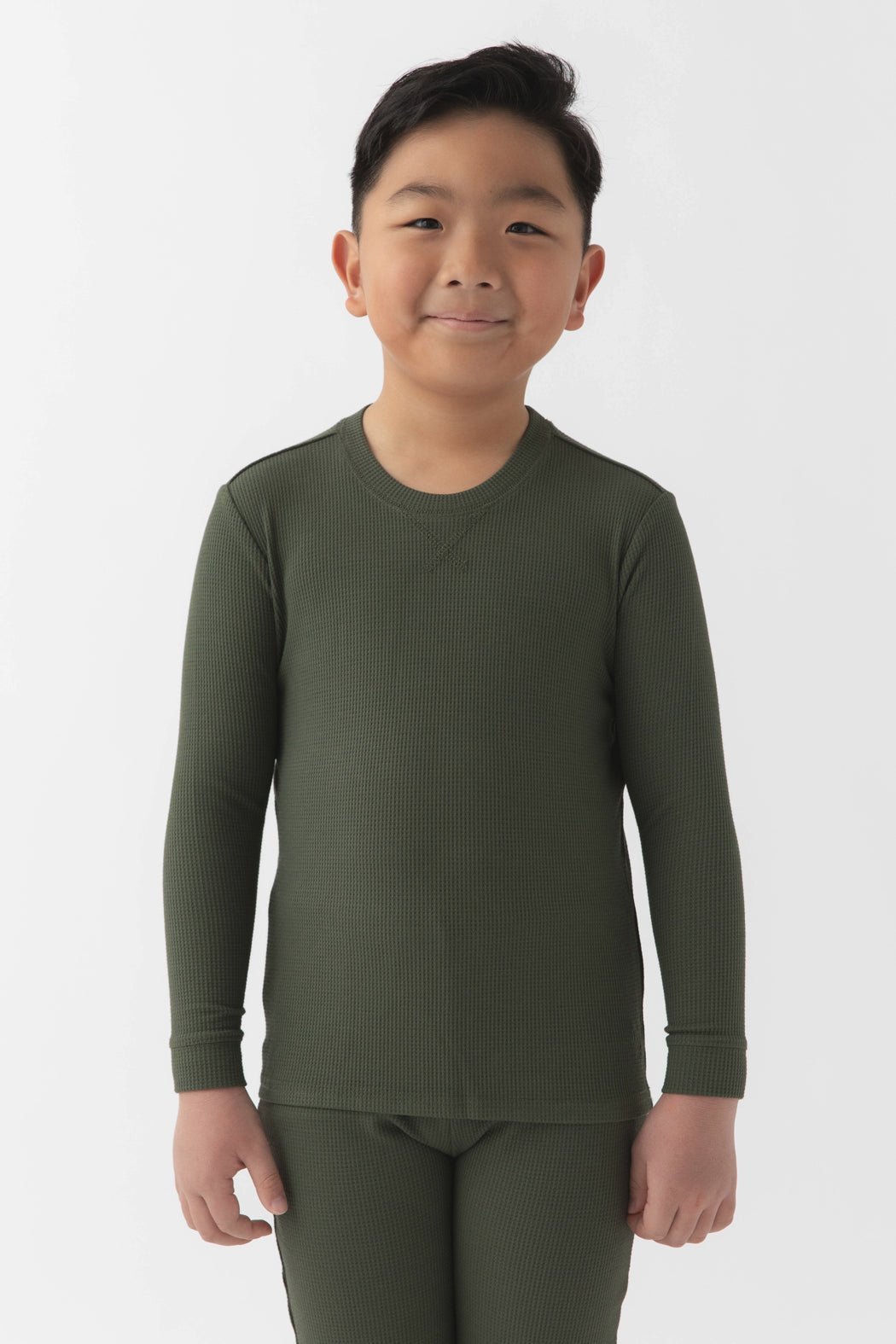 Children's Bamboo Waffle Knit Base Layer Long Sleeve - Last Chance by Cozy Earth at Shirley Shoppe