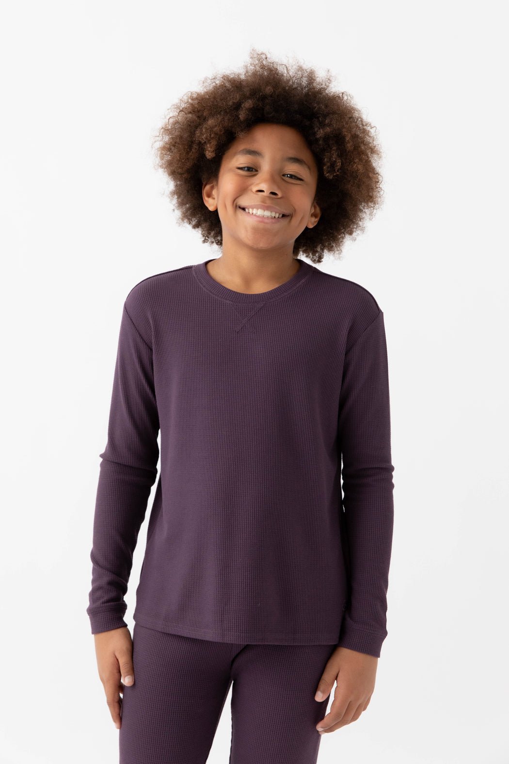 Children's Bamboo Waffle Knit Base Layer Long Sleeve - Last Chance by Cozy Earth at Shirley Shoppe