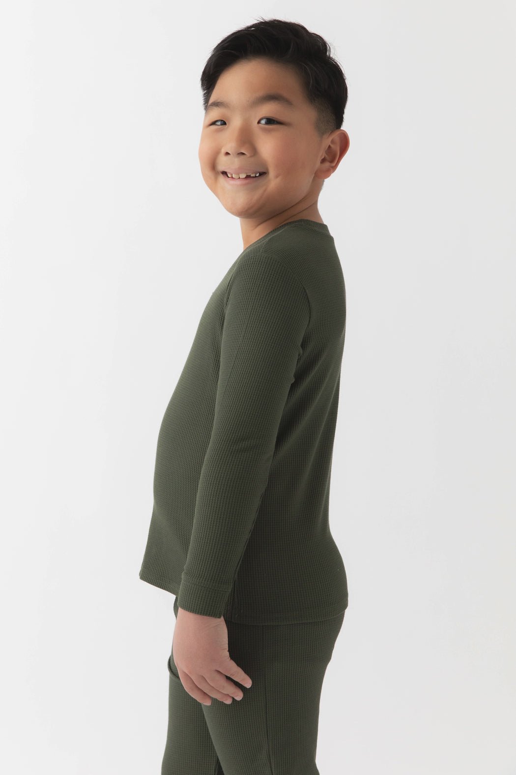 Children's Bamboo Waffle Knit Base Layer Long Sleeve - Last Chance by Cozy Earth at Shirley Shoppe