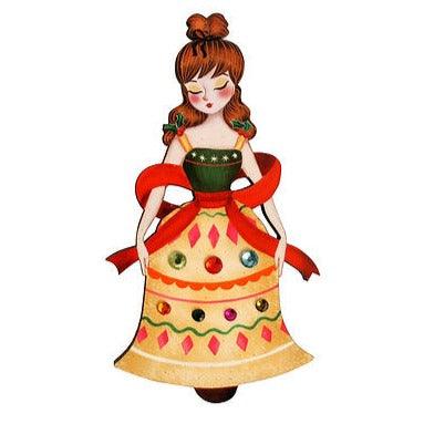 Christmas Bell Girl Brooch by Laliblue by Quirks! at Shirley Shoppe
