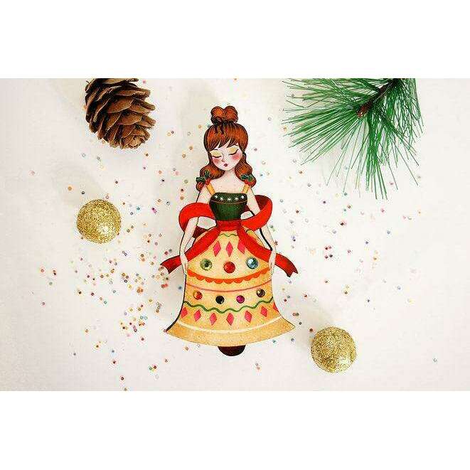 Christmas Bell Girl Brooch by Laliblue
