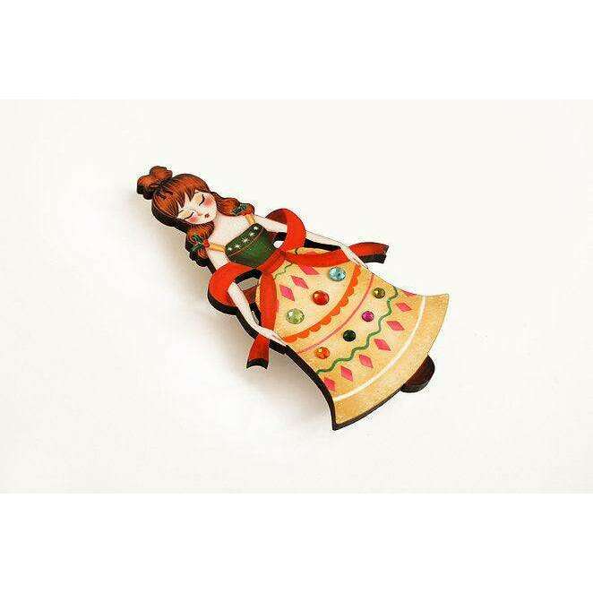 Christmas Bell Girl Brooch by Laliblue