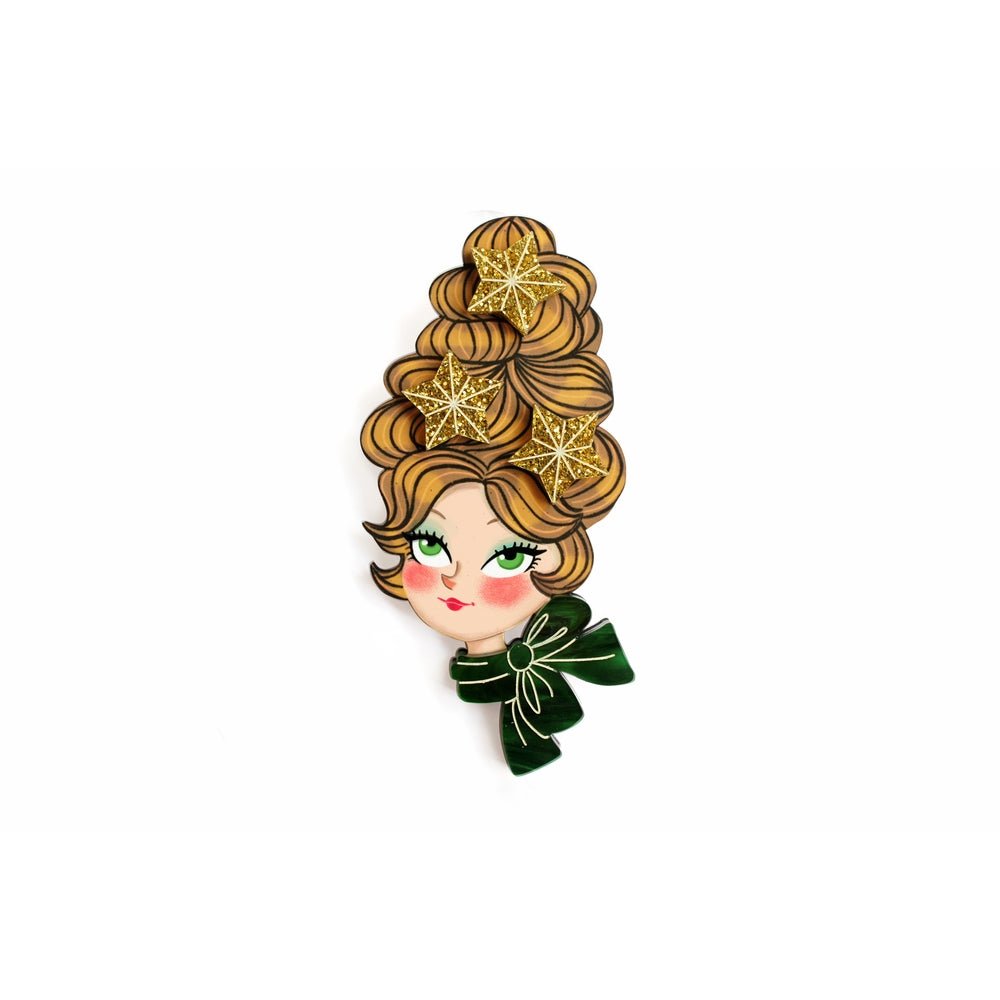 Christmas Blonde Hair Brooch with Earring Set by Laliblue – Retro Kitschy Statement Brooch for Collectors by Quirks! at Shirley Shoppe