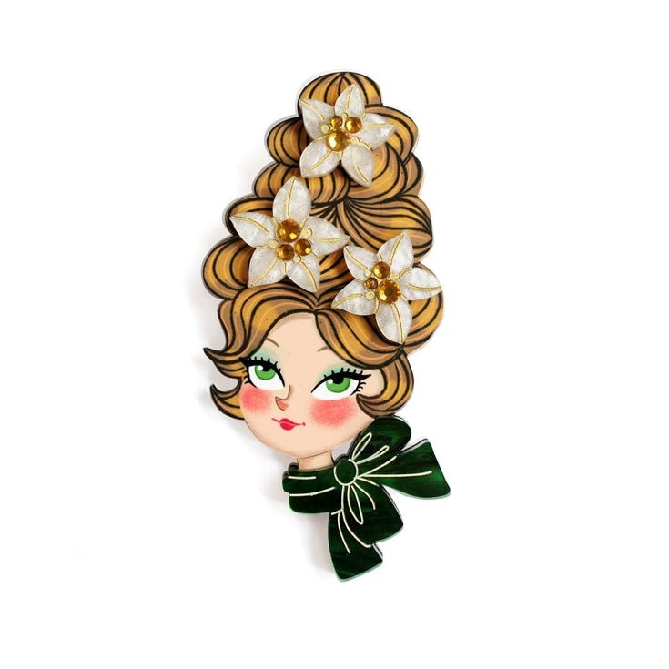 Christmas Blonde Hair Brooch with Earring Set by Laliblue – Retro Kitschy Statement Brooch for Collectors by Quirks! at Shirley Shoppe