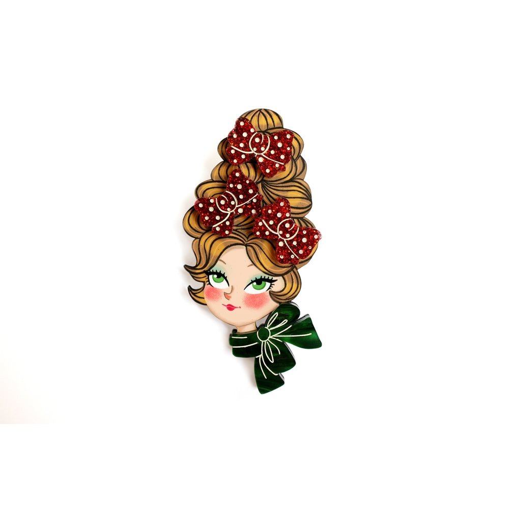 Christmas Blonde Hair Brooch with Earring Set by Laliblue – Retro Kitschy Statement Brooch for Collectors by Quirks! at Shirley Shoppe