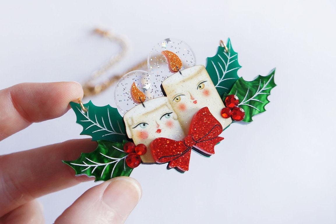 Christmas Candles Statement Necklace by Laliblue by Quirks! at Shirley Shoppe