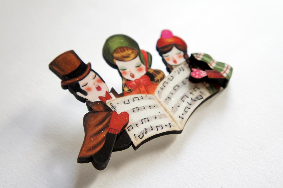 Christmas Carols Brooch by Laliblue by Quirks! at Shirley Shoppe