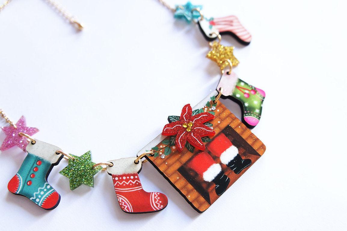 Christmas Chimney with Stockings Necklace by Laliblue by Quirks! at Shirley Shoppe