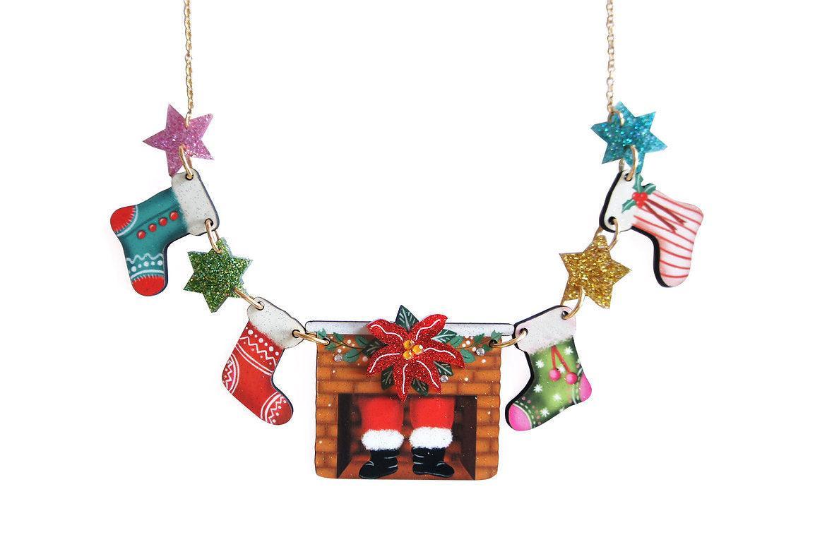 Christmas Chimney with Stockings Necklace by Laliblue by Quirks! at Shirley Shoppe